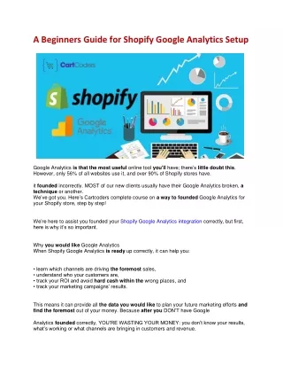 A Beginners Guide for Shopify Google Analytics Setup