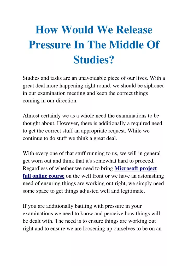 how would we release pressure in the middle