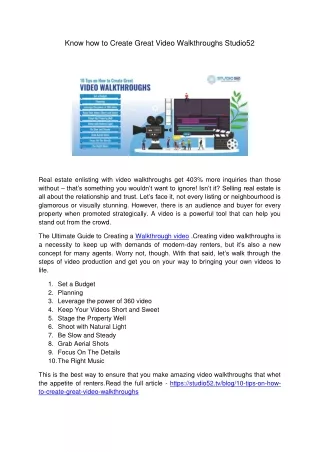 know how to create great video walkthroughs
