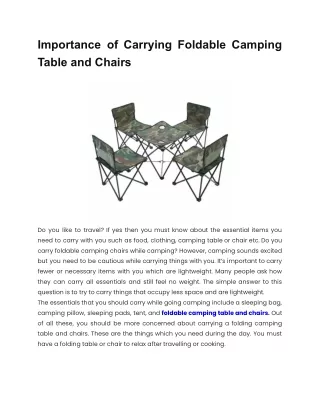 Importance of Carrying Foldable Camping Table and Chairs