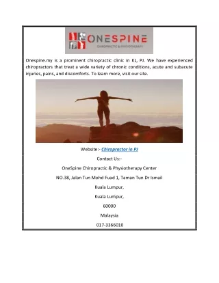 onespine my is a prominent chiropractic clinic