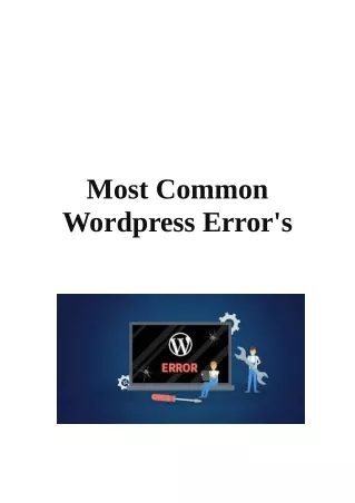 most common wordpress error s