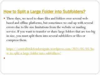 How to Split a Large Folder into Subfolders?
