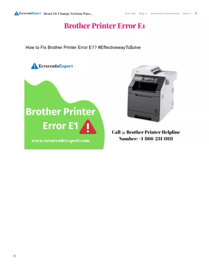 PPT How to Fix Brother Printer Error E1? EffectivewayToolve