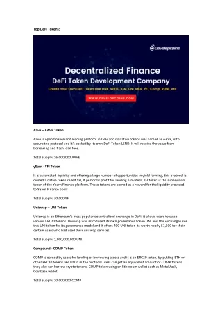 top defi tokens