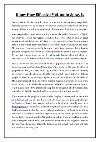 know how effective melatonin spray is