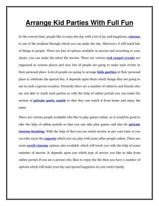 arrange kid parties with full fun