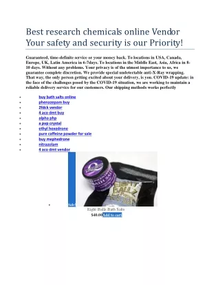 best research chemicals online vendor your safety