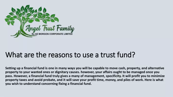 what are the reasons to use a trust fund