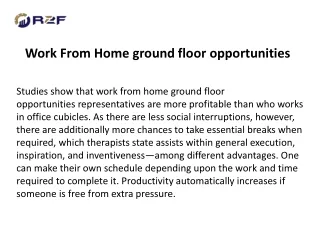 work from home ground floor opportunities - ridetothefuture.com
