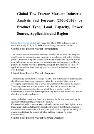 global tow tractor market industrial
