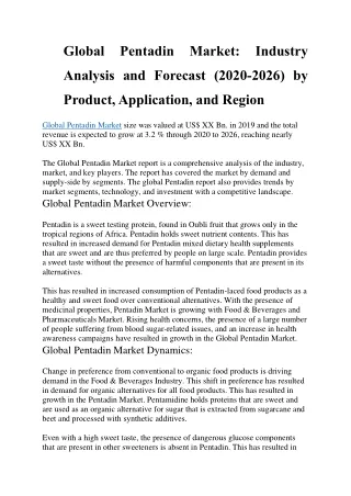 global pentadin market industry