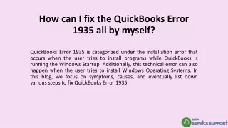 how can i fix the quickbooks error 1935 all by myself