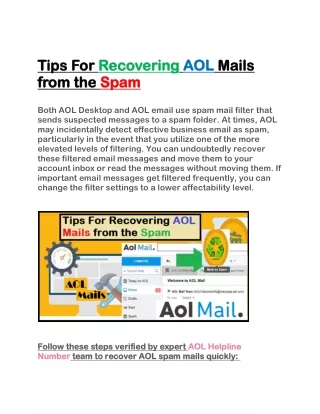 Tips For Recovering AOL Mails   from the Spam-