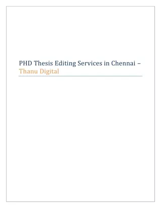 PHD Thesis Editing Services in Chennai
