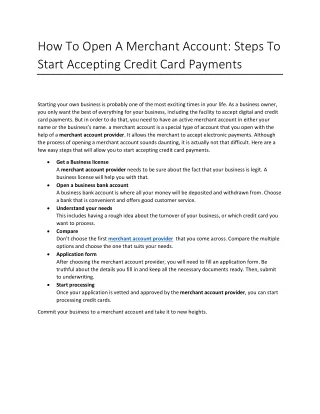 how to open a merchant account steps to start