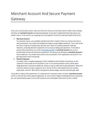 merchant account and secure payment gateway