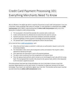 credit card payment processing 101 everything