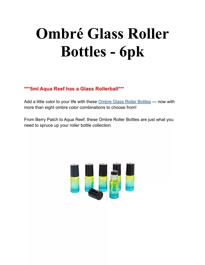 ombr glass roller bottles 6pk