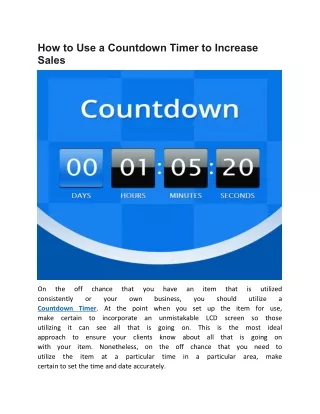 How to Use a Countdown Timer to Increase Sales