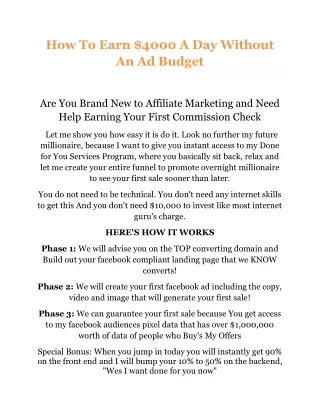 How To Earn $4000 A Day Without An Ad Budget