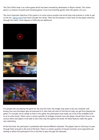 the call of mini hack is an online game which