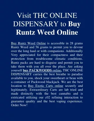 THC ONLINE DISPENSARY to Buy Runtz Weed Online