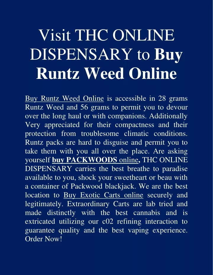 visit thc online dispensary to buy runtz weed
