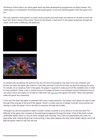 the phone of mini hack is an online game which