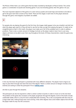 the phone of mini hack is an online game that