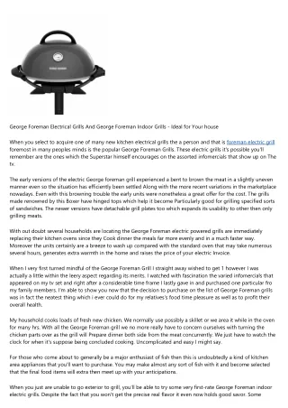 George Foreman Electric powered Grills And George Foreman Indoor Grills - Ideal