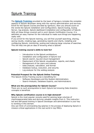 Splunk Training