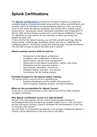 Splunk Certifications