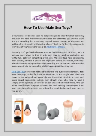 How to Use Male Sex Toys