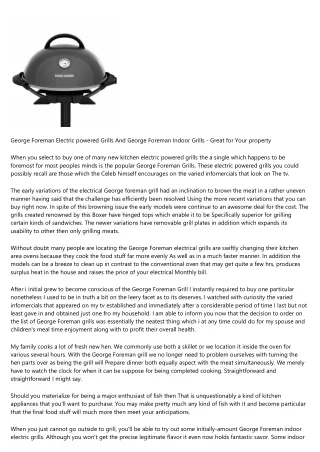 George Foreman Electric powered Grills And George Foreman Indoor Grills - Ideal
