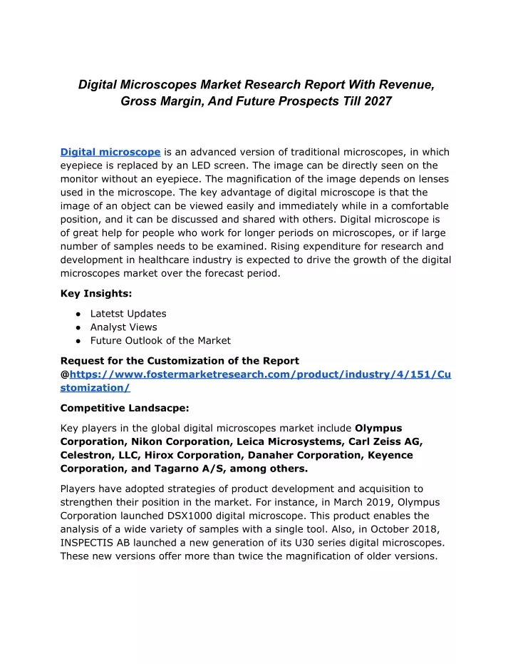 digital microscopes market research report with