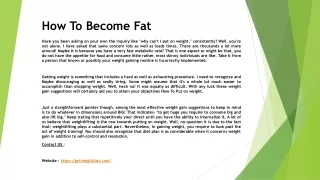 how to become fat