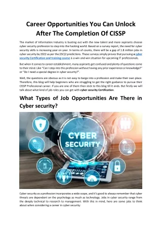 career opportunities you can unlock after