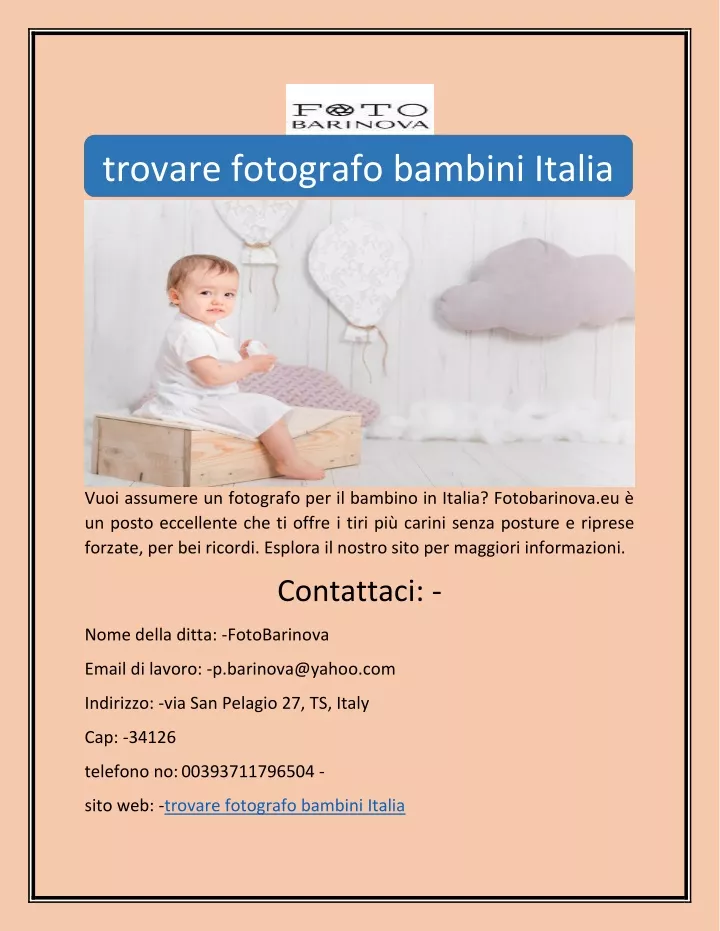 trovare fotografo bambini italia