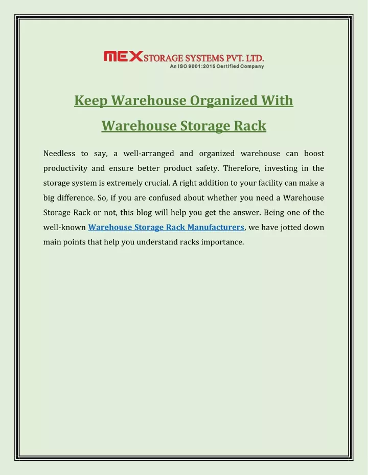 keep warehouse organized with