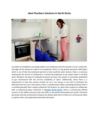ideal plumbers solutions in north rocks