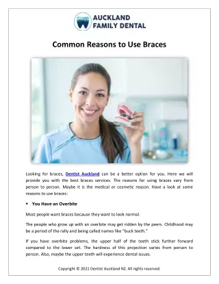Common reasons to use braces