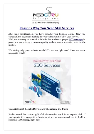 reasons why you need seo services