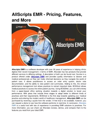 allscripts emr pricing features and more
