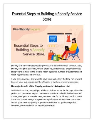 Essential Steps to Building a Shopify Service Store