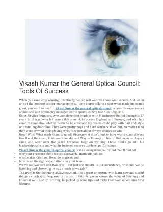 An Eye Specialist | Vikash Kumar the General Optical Council