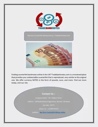 Buy Euro Counterfeit Money Online | Tradebanknotes.com