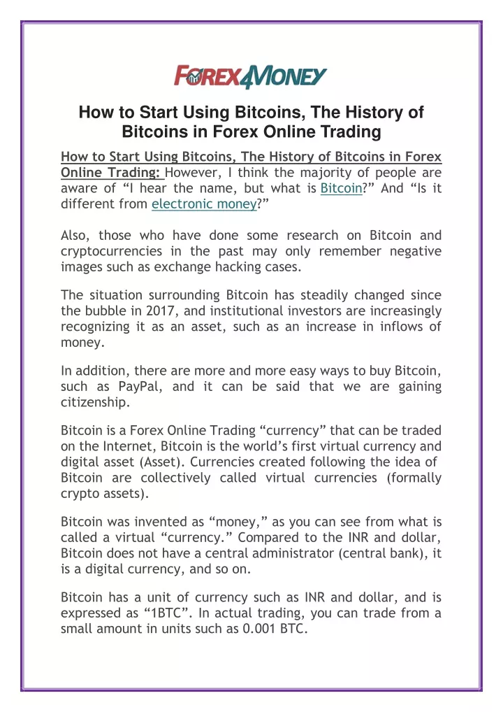 how to start using bitcoins the history