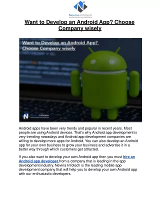 want to develop an android app choose company
