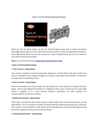 types of terminal spring clamps